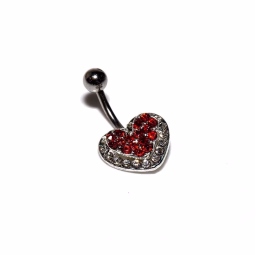 Crystal heart navlepiercing