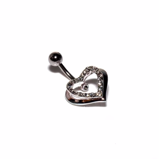 Crystal heart navlepiercing