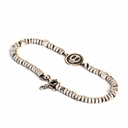 925 sølv skull  armbånd